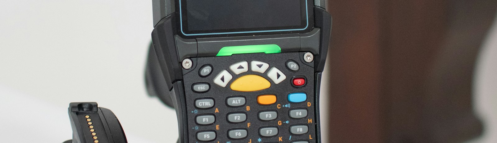 Handheld barcode scanner device used for event lead retrieval at exhibitions and conferences