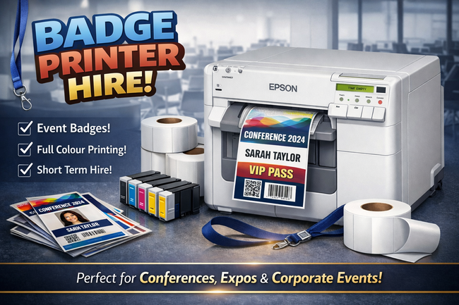 event badge printers for hire